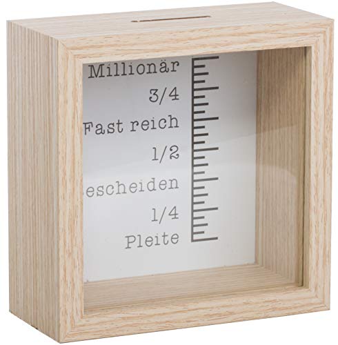 Brandsseller Spardose Bilderrahmen aus Holz mit Glas 14,5x14,5x6,5 cm – Sparrahmen mit Sichtfenster & Einwurfschlitz – Deko-Spardose für Geldgeschenke & besondere Sparziele - Millionär Brandsseller Spardose Bilderrahmen aus Holz mit Glas 14,5x14,5x6,5 cm – Sparrahmen mit Sichtfenster & Einwurfschlitz – Deko-Spardose für Geldgeschenke & besondere Sparziele - Millionär von Brandsseller