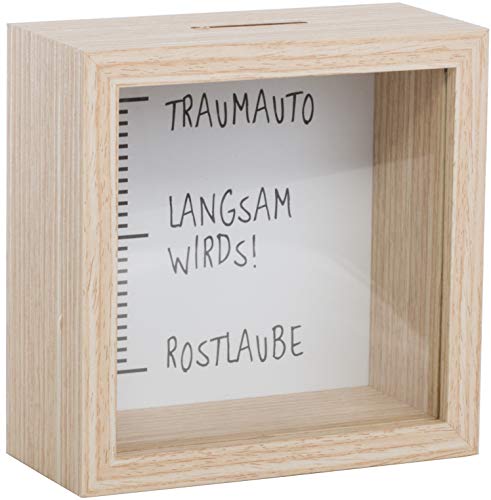 Brandsseller Spardose Bilderrahmen aus Holz mit Glas 14,5x14,5x6,5 cm – Sparrahmen mit Sichtfenster & Einwurfschlitz – Deko-Spardose für Geldgeschenke & besondere Sparziele - Traumauto von Brandsseller
