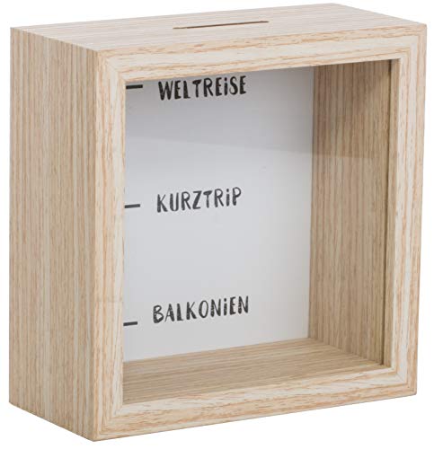 Brandsseller Spardose Bilderrahmen aus Holz mit Glas 14,5x14,5x6,5 cm – Sparrahmen mit Sichtfenster & Einwurfschlitz – Deko-Spardose für Geldgeschenke & besondere Sparziele - Weltreise Brandsseller Spardose Bilderrahmen aus Holz mit Glas 14,5x14,5x6,5 cm – Sparrahmen mit Sichtfenster & Einwurfschlitz – Deko-Spardose für Geldgeschenke & besondere Sparziele - Weltreise von Brandsseller