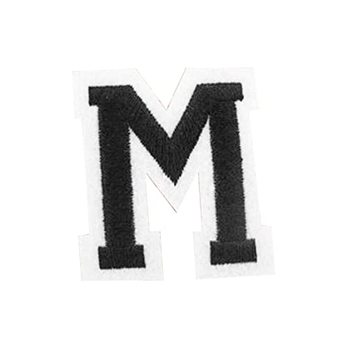 Brasse 1 Stück Englisches Alphabet Buchstaben Bügelbild Aufnäher Applikation Aufnäher Buchstabe A-Z Besticktes Abzeichen DIY Reparaturflicken Applikation M von Brasse