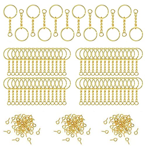 360 Stücke DIY Schlüsselanhänger Set, Gold Schlüsselbundringe, Geteilter Schlüsselring, Offene Biegeringe, Metall Schlüsselring mit Kette, for DIY Craft Making Jewelry Key Chains Accessories von Brateuanoii