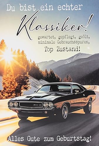 Braun + company lustige Geburtstagskarte Mann Auto Klassiker Motiv Klappkarte mit Umschlag für Männer von Braun + Company Papierwaren GmbH