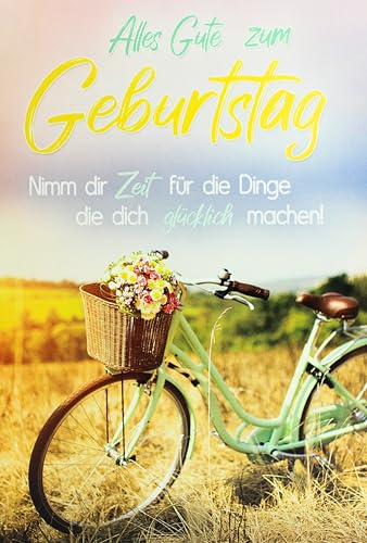 Geburtstagskarte Fahrrad Blumenstrauss Alles Gute zum Geburtstag B6 Klappkarte 11,5 x 17 cm mit Umschlag Grußkarte für Frauen Geburtstagskarte Fahrrad Blumenstrauss Alles Gute zum Geburtstag B6 Klappkarte 11,5 x 17 cm mit Umschlag Grußkarte für Frauen von Braun + Company Papierwaren GmbH