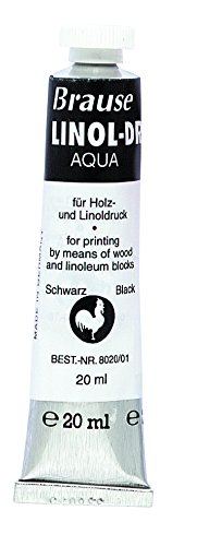 Brause 802001B Linoldruckfarben (für Linolschnitt, 5 Tuben 20 ml) schwarz von Brause