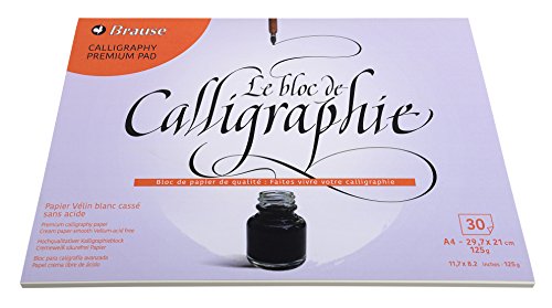 Brause 96437B - Kalligraphieblock (Vélin Papier, DIN A4, 21 x 29,7 cm, 30 Blatt, 125 g) Creme, 1 Stück von Brause