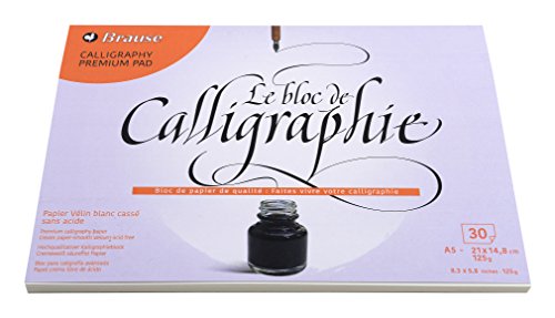 Brause 96438B Kalligraphie Block (Vélin Papier, DIN A5, 14,8 x 21 cm, 30 Blatt, 125 g) weiß Brause 96438B Kalligraphie Block (Vélin Papier, DIN A5, 14,8 x 21 cm, 30 Blatt, 125 g) weiß von Brause