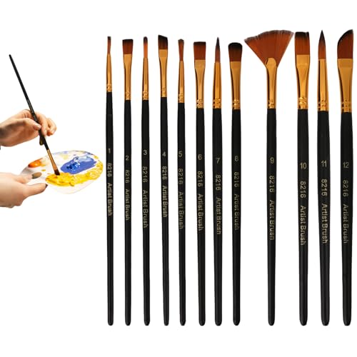 Pinsel Set Aquarell 12Pcs Schwarzes Wasserfarben Pinsel Hochwertige Pinsel Für Künstler Zum Malen Und Skizzieren Geeignet Für Anfänger Und Profis von Bravien