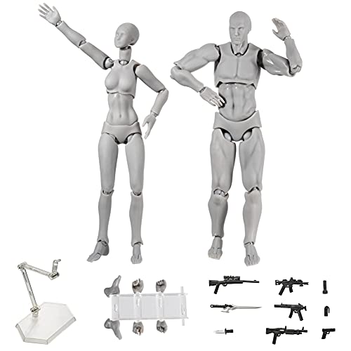 Brawdress Figuren-Modell, Actionfigur-Körper Kun & Chan, 2-teiliges Zeichen-Mannequin-Set, PVC, bewegliches Action-Modell, Schreibtisch-Dekoration für SHF-Skizzieren von Brawdress