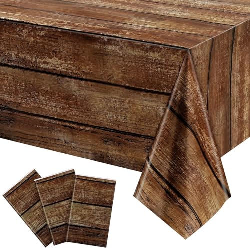 3 Packungen braune Holzmaserung-Tischdecken, 137,2 x 274,4 cm, rustikale Kunststoff-Tischdecken für rechteckige Tische, Vintage-Farmhaus-Tischdecken für Western-Scheune, Geburtstag, Hochzeit 3 Packungen braune Holzmaserung-Tischdecken, 137,2 x 274,4 cm, rustikale Kunststoff-Tischdecken für rechteckige Tische, Vintage-Farmhaus-Tischdecken für Western-Scheune, Geburtstag, Hochzeit von Brcwloay
