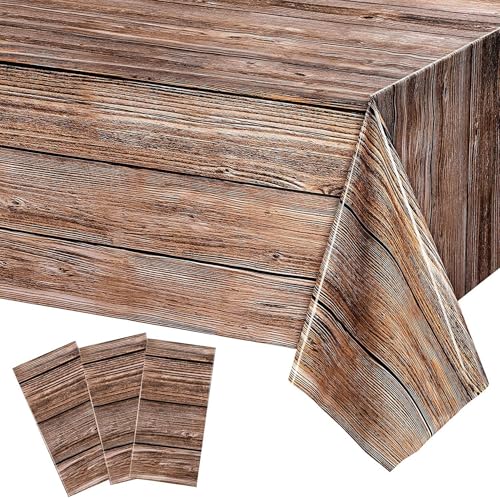Tischdecken mit natürlicher Holzmaserung, rustikale Kunststoff-Tischdecken für rechteckige Tische, Vintage-Tischdecken im Bauernhaus-Stil, Tischdecken für Geburtstage mit Western-Scheunen-Thema, 3 Tischdecken mit natürlicher Holzmaserung, rustikale Kunststoff-Tischdecken für rechteckige Tische, Vintage-Tischdecken im Bauernhaus-Stil, Tischdecken für Geburtstage mit Western-Scheunen-Thema, 3 von Brcwloay