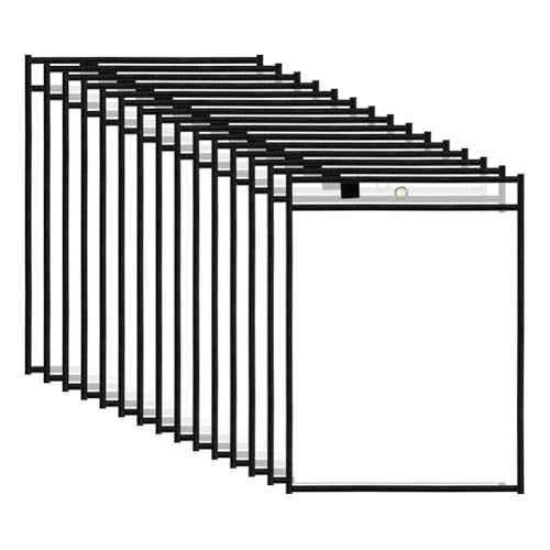 Breeshy 15 Packungen mit trocken abwischbaren Hüllen, wiederverwendbare Kunststoffhüllen, transparent, für Lehrer, Klassenzimmer, Schulen, Büros von Breeshy