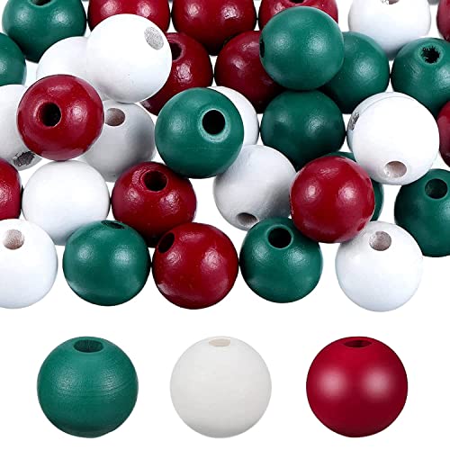 Breeshy 165 Stück Weihnachtsholzperlen für Handwerk, Bauernhof, Naturholzperlen, Boho, Perlen, runde Perlen für Weihnachten, Dekoration zum Basteln von Breeshy