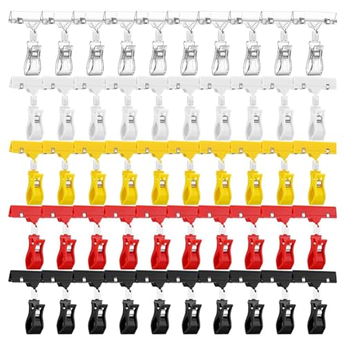 Breeshy 50 Stück Clips für Schilder, Kunststoff, für 5 Farben, Preisschild aus Kunststoff, drehbar, für Merchandising von Breeshy