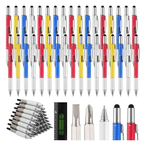 Breeshy 6-in-1-Werkzeugstift für Schraubendreher, Multifunktionsstift, lose mit Mine, Lineal, Wasserwaage, Kugelschreiber von Breeshy