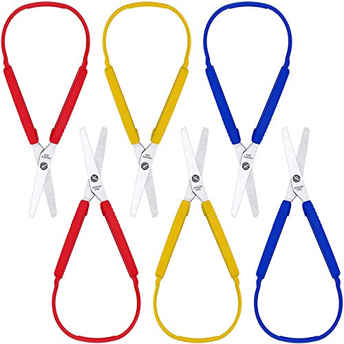 Breeshy Schere mit Schlaufe, bunte Griffschere, automatische Öffnung, Schlaufengriff, anpassungsfähig, 8 Zoll (6 Packungen) von Breeshy