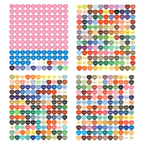 Breeshy Set mit selbstklebenden Etiketten, Herzform, bunte Aufkleber mit Zahlen, Etiketten für Aufbewahrungsbox Diamond Art B von Breeshy