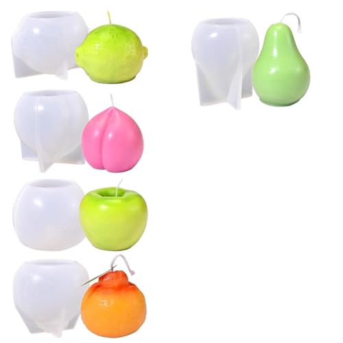 Breieenon 5-Teiliges Obst-Kerzenformen-Set, 3D-Silikonformen mit Apfel-, Birnen-, Orangen-, Zitronen- und Pfirsichmotiven Zur Kerzenherstellung, DIY-Kerzenseife Breieenon 5-Teiliges Obst-Kerzenformen-Set, 3D-Silikonformen mit Apfel-, Birnen-, Orangen-, Zitronen- und Pfirsichmotiven Zur Kerzenherstellung, DIY-Kerzenseife von Breieenon