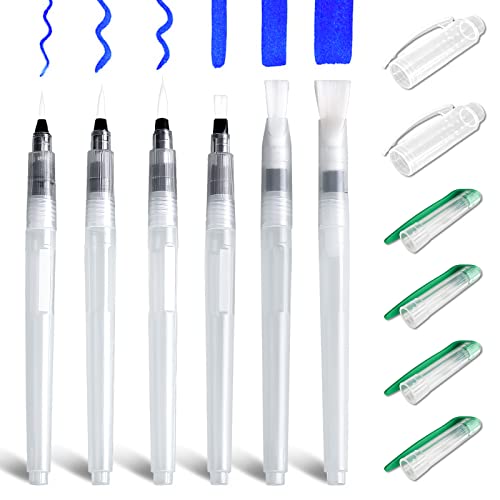 Aquarellpinsel mit füllbarem Tank, 6 Stück Pinsel für professionelle Aquarell, Aquarellstift 19,0 cm. Pinsel mit Wasserspitze fein/mittel/groß für Malerei/Aquarellfarben (190 mm) von Brelet
