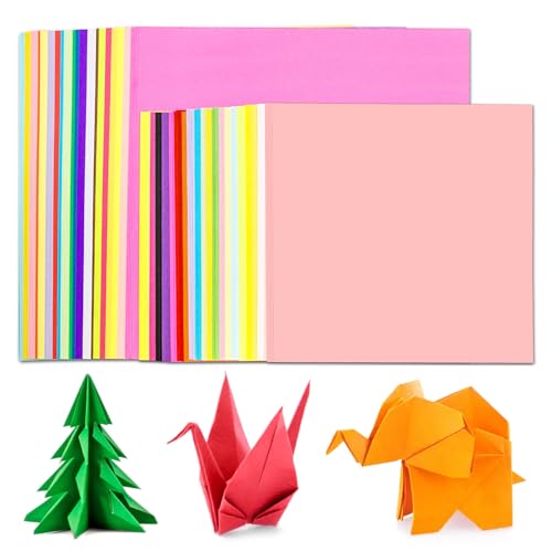 200 Blatt Origami Papier,20 Farben Quadratische Origami Faltpapier Origami Papier Buntes Papier zum Basteln Origamipapier für DIY Bastelprojekte Schul Kunsthandwerksprojekte(20×20cm,15×15cm) von Brelet