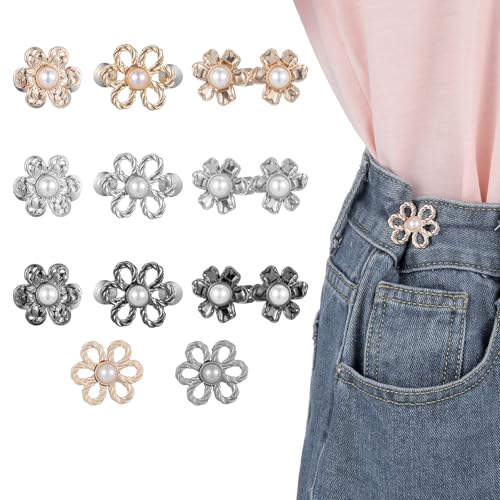 11 Sets Hosen-Taillenspanner mit Blumenmuster, Jeansknöpfe für lockere Jeans, verstellbare Taille, Schnallensets, keine Notwendigkeit, abnehmbare Knopfnadeln für Hosen, Röcke, Ärmel 11 Sets Hosen-Taillenspanner mit Blumenmuster, Jeansknöpfe für lockere Jeans, verstellbare Taille, Schnallensets, keine Notwendigkeit, abnehmbare Knopfnadeln für Hosen, Röcke, Ärmel von Bremorou