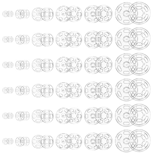 120 Paar Druckknöpfe zum Annähen Transparent Kunststoff Unsichtbare Druckknopf Runde für Diy Nähen Von Kleidung Handwek Hemden Hosen Kleidern (7,5, 10, 12,5, 15, 18, 21 mm) von Bremorou