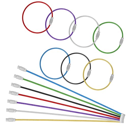 14 Stück Schlüsselring 15&20cm Schlüsselringe Edelstahl Schlüsselring Groß Schlüsselring Drahtseil Edelstahl Draht Schlüsselanhänger Farbige Schlüsselanhänger Für Hängende Gepäckanhänger Schlüsselring von Bremorou