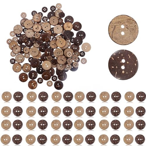 140 Stück natürliche Kokosnussschalen-Nähknöpfe, 2 und 4 Löcher, große Holzknöpfe, braune Holzknöpfe zum Basteln, Nähen, Hemden, Kleidung, Ersatz, Knopf, Häkelprojekte, Basteln, Dekoration 140 Stück natürliche Kokosnussschalen-Nähknöpfe, 2 und 4 Löcher, große Holzknöpfe, braune Holzknöpfe zum Basteln, Nähen, Hemden, Kleidung, Ersatz, Knopf, Häkelprojekte, Basteln, Dekoration von Bremorou