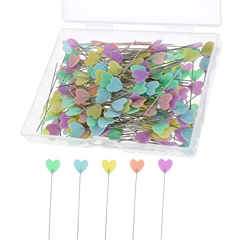 200 Stück Stecknadeln Mit Kopf Lang 2.14inch Mehrfarbige Stecknadeln Stecknadeln Nähen Liebe Herzförmige Head Pins Quilten Nähen Pins Gerade Pins Quiltnadeln Für DIY Nähen Handwerk Basteln von Bremorou