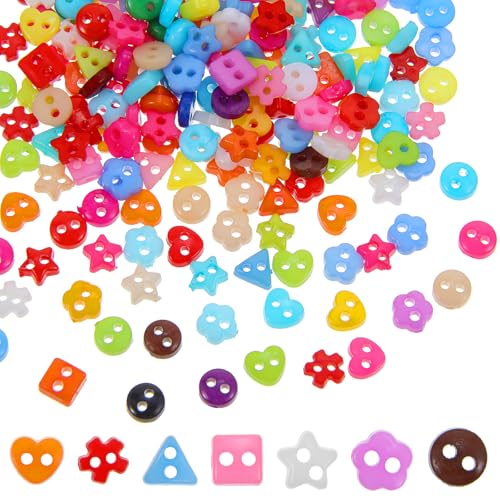 210 Stück Bunte Knöpfe In Verschiedenen Formen Bastelknöpfe Candyfarben Kunststoff Set Farbige Verschiedene Größen Und Farbe für Diy Basteln Nähen Handwerk Scrapbooking Painting Geschenk Dekorieren von Bremorou