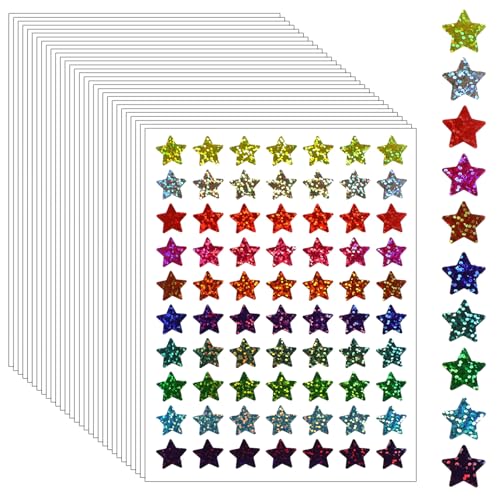 2100 Stück Glitzer Sterne Sticker Holografische Stern Belohnungs Aufkleber Bunt Belohnung Bunte Laser Belohnungssticker Selbstklebend Sternaufkleber für Diy Kalende Handwerk Scrapbooking 2100 Stück Glitzer Sterne Sticker Holografische Stern Belohnungs Aufkleber Bunt Belohnung Bunte Laser Belohnungssticker Selbstklebend Sternaufkleber für Diy Kalende Handwerk Scrapbooking von Bremorou