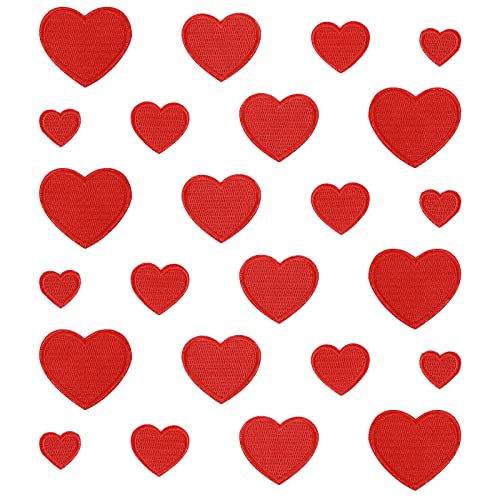 Aufnäher mit roten Herzen, bestickt, zum Aufbügeln oder Aufnähen, für Kleidung, Kleid, Hut, Socken, Jeans, 24 Stück Aufnäher mit roten Herzen, bestickt, zum Aufbügeln oder Aufnähen, für Kleidung, Kleid, Hut, Socken, Jeans, 24 Stück von Bremorou