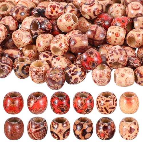 300 Stück Vintage Holzperlen Runde 4mm Braun Mit Großem Loch Zum Basteln Auffädeln Holz Perlen Makramee für Heimwerker Dekor Schmuckherstellung Armbänder Makramee Halskette von Bremorou