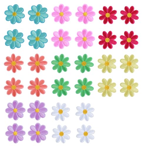 32 Stück Flicken Zum Aufbügeln Kinder Aufbügelbilder Patches Zum Aufbügeln, Blume Bügelbild, Süßer Bügelsticker, Bestickte Aufnäher, Gänseblümchen Aufnäher, Bügelbilder Für Textilien Für Hut Jeans Diy von Bremorou