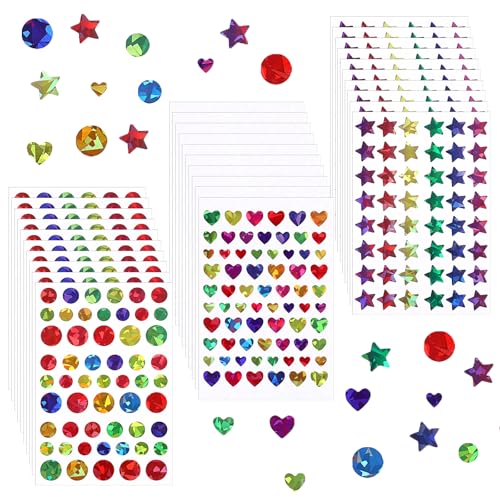 3420 Stück Mini Sticker Aufkleber Sterne Herz Rund Glitzer Aufkleber Für Kinder Selbstklebend Sticker Bunte Laser Aufkleber Belohnungsaufkleber Lehrer Belohnung Basteln Etiketten Für Büro Diy Lehrer von Bremorou