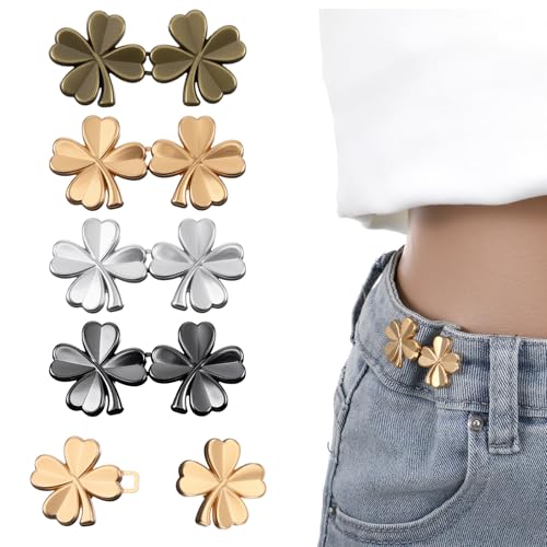 4 Sets Verstellbare Waist Clips für Hosen Knöpfe Enger Machen Hosenknöpfen Versteller Tightener Hosenbund Taillenschnalle Clip Taillenschnallen Knopf Kein Nähen Jeansknöpfe Ideal für Jeans von Bremorou