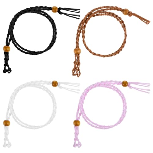 4 Stück Halskette Mit Kristallsteinhalter Kristall Kette Halskettenschnur Edelstein Kette Rohstein Halskette Schnur Steinhalter Verstellbar Gewebte Halskette Halter Für Anhänger Schmuckherstellung von Bremorou