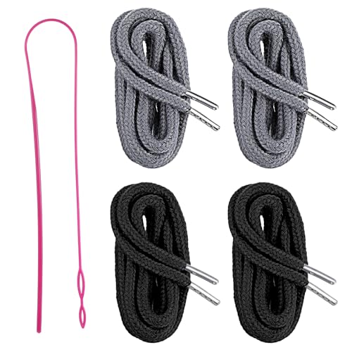 4 Stück Schnürsenkel Schwarz Kordel für Jogginghose, Ersatzschnüre Kordel mit einfachem Einfädler, Band Hoodie, Ersatz Kordelzug für Jogginghosen, Shorts, Hosen, Kapuzenpullover von Bremorou