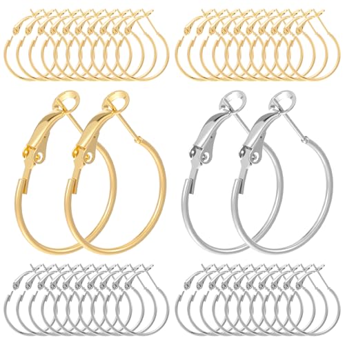 40 Stück Ohrhaken Ohrring Rohlinge Runde Leverback Ohrringhaken Haken Hebelverschluss Earring Hooks Französische Verschluss Schmuckherstellung Ohrringe für Mädchen Diy Bastelarbeiten(Gold Silber) von Bremorou