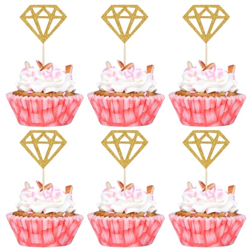 50 Stück Gold Cupcake Topper - Glitzer Muffin Topper für Hochzeit, Verlobung, Jahrestag, Valentinstag Party Kuchendekoration, Muffins Deko, Cupcake Muffin Geburtstag 50 Stück Gold Cupcake Topper - Glitzer Muffin Topper für Hochzeit, Verlobung, Jahrestag, Valentinstag Party Kuchendekoration, Muffins Deko, Cupcake Muffin Geburtstag von Bremorou