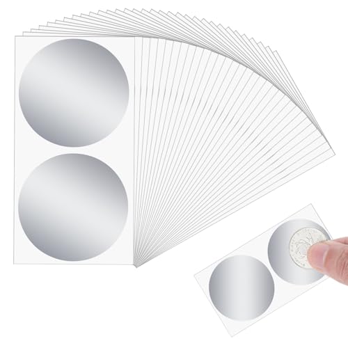 Silber Rubbelpapier 50 Stück Rubbelaufkleber 5 cm Rubbelsticker Rubbellose Selber Machen, Rubbelsticker, Rubbelpapier Zum Selber Beschriften, Für Geburtstage Hochzeiten, 5 Cm(Silber) von Bremorou