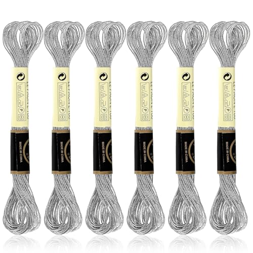 6 Stück Silber Stickgarn Kreuzstichfäden Metallic, Kreuzstichgarn, Stickgarn Set, Baumwolle, Kreuzstich Fäden Werkzeuge, Für Kreuzstich Armbandfaden, Basteltwist, Kunsthandwerksdrehfaden von Bremorou