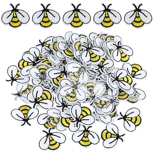 Bremorou Bienen Deko, 60 Stück Aufnäher Zum Aufbügeln, Bestickte Süße Applikationen, Dekoration Mit Bienen Für Hosen, Jeans, Hemden, Kleidung, Handarbeiten DIY von Bremorou