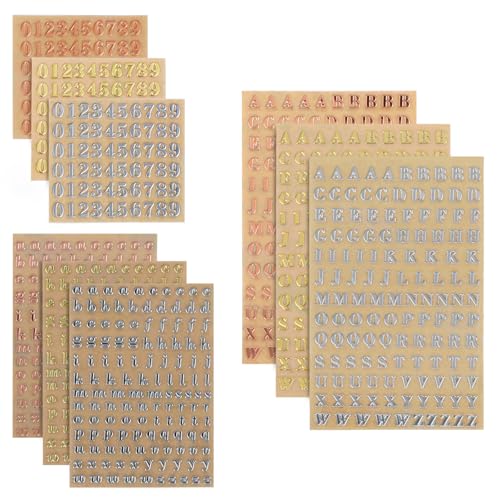 9 Stück buchstaben aufkleber, Buchstaben Zahlen Aufkleber, Klein goldklebebuchstaben, Selbstklebende buchstaben sticker, Wetterfest Kleinbuchstaben, für DIY Handgemachte Scrapbooking 9 Stück buchstaben aufkleber, Buchstaben Zahlen Aufkleber, Klein goldklebebuchstaben, Selbstklebende buchstaben sticker, Wetterfest Kleinbuchstaben, für DIY Handgemachte Scrapbooking von Bremorou