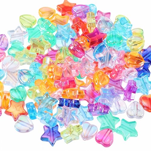 Acrylperlen, Herz-, Stern-Perlen, Pony-Perlen, niedliches Sortiment, bunte, flache Perlen für Schmuckherstellung, Armbänder, Halsketten, Ohrringe, 500 Stück Acrylperlen, Herz-, Stern-Perlen, Pony-Perlen, niedliches Sortiment, bunte, flache Perlen für Schmuckherstellung, Armbänder, Halsketten, Ohrringe, 500 Stück von Bremorou