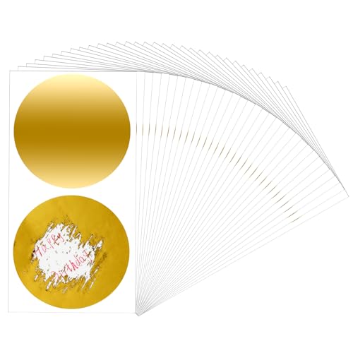 Goldenes Rubbelpapier Rubbelaufkleber 50 Stück Rubbellose Rubbelsticker Selber Machen, Rubbel Sticker, Rubbelpapier Zum Selber Beschriften, Für Geburtstage Hochzeiten, 5 Cm (Gold) von Bremorou