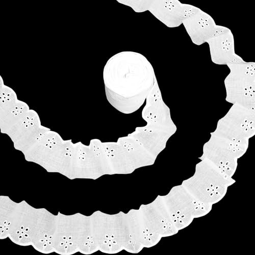 Spitzenband Weiß Vintage Aus Baumwolle Spitzenborte 4cm Breit Weißer Spitzenbordüre Dekostoff Spitzenstoff Häkelspitze Dekoband Zierband zum Nähen Stickerei für Hochzeit Deko Diy Tischdeko Basteln von Bremorou