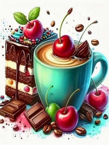 Brennora 11CT Vorgedrucktes Kreuzstich-Set Dessertkaffee für Erwachsene und Anfänger DIY Stickbilder für Wandkunst-Heimdekoration 40x50 cm Brennora 11CT Vorgedrucktes Kreuzstich-Set Dessertkaffee für Erwachsene und Anfänger DIY Stickbilder für Wandkunst-Heimdekoration 40x50 cm von Brennora