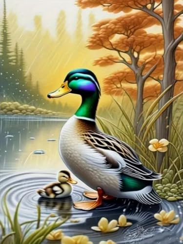 Brennora 11CT Vorgedrucktes Kreuzstich-Set Ente für Erwachsene und Anfänger DIY Stickbilder für Wandkunst-Heimdekoration 40x50 cm Brennora 11CT Vorgedrucktes Kreuzstich-Set Ente für Erwachsene und Anfänger DIY Stickbilder für Wandkunst-Heimdekoration 40x50 cm von Brennora
