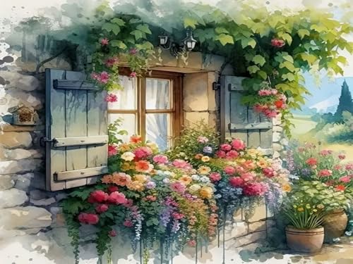 Brennora 11CT Vorgedrucktes Kreuzstich-Set Fensterbankblume für Erwachsene und Anfänger DIY Stickbilder für Wandkunst-Heimdekoration 40x50 cm Brennora 11CT Vorgedrucktes Kreuzstich-Set Fensterbankblume für Erwachsene und Anfänger DIY Stickbilder für Wandkunst-Heimdekoration 40x50 cm von Brennora