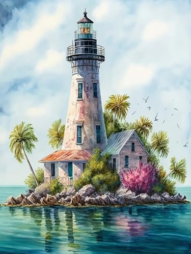 Brennora 11CT Vorgedrucktes Kreuzstich-Set Inselleuchtturm für Erwachsene und Anfänger DIY Stickbilder für Wandkunst-Heimdekoration 40x50 cm Brennora 11CT Vorgedrucktes Kreuzstich-Set Inselleuchtturm für Erwachsene und Anfänger DIY Stickbilder für Wandkunst-Heimdekoration 40x50 cm von Brennora